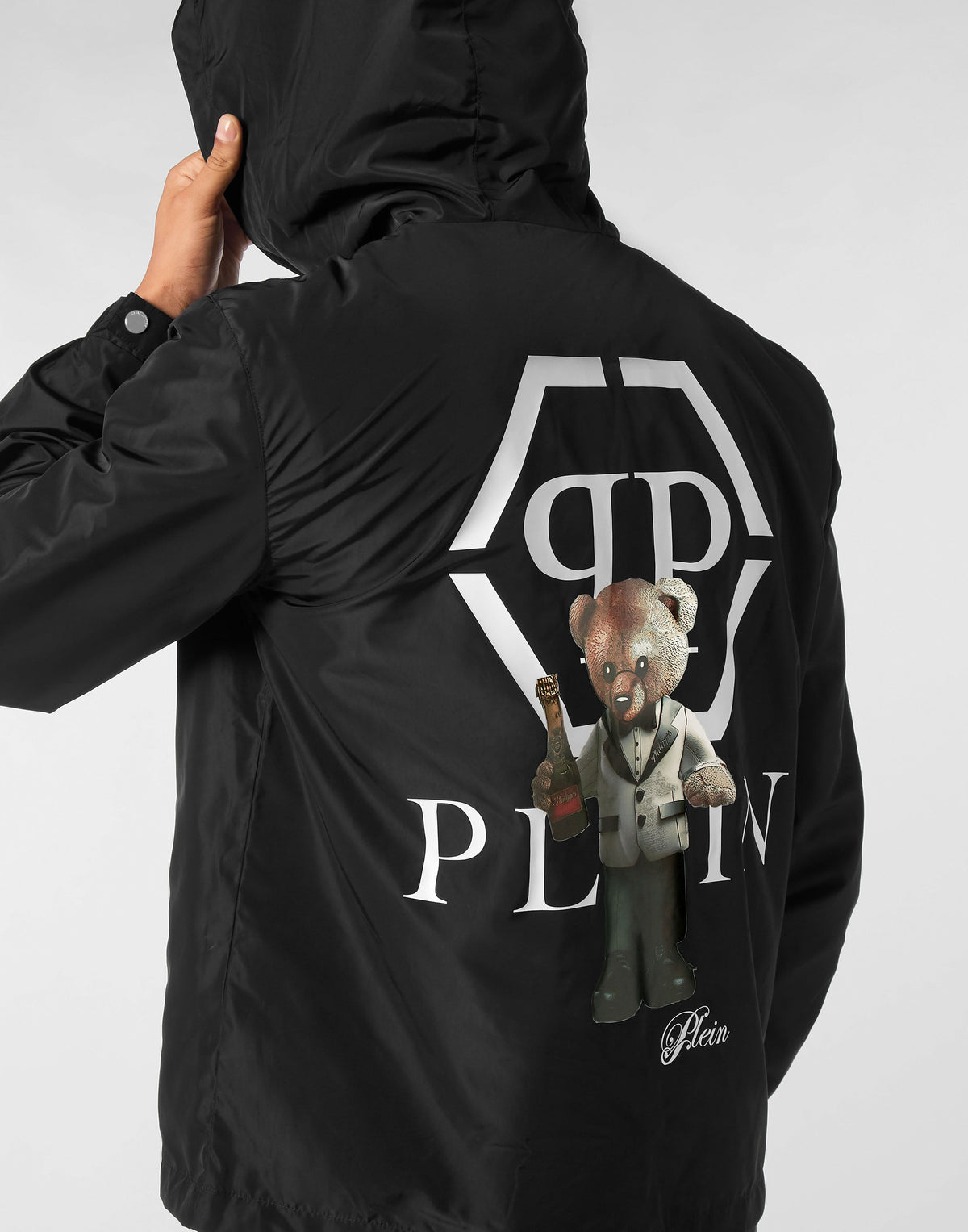 Philipp Plein｜Nylon Hooded Windbreaker Plein Teddy Men's Windbreaker