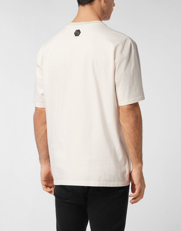Philipp Plein｜Round Neck T-Shirt Teddy Crystal Men's T-Shirt