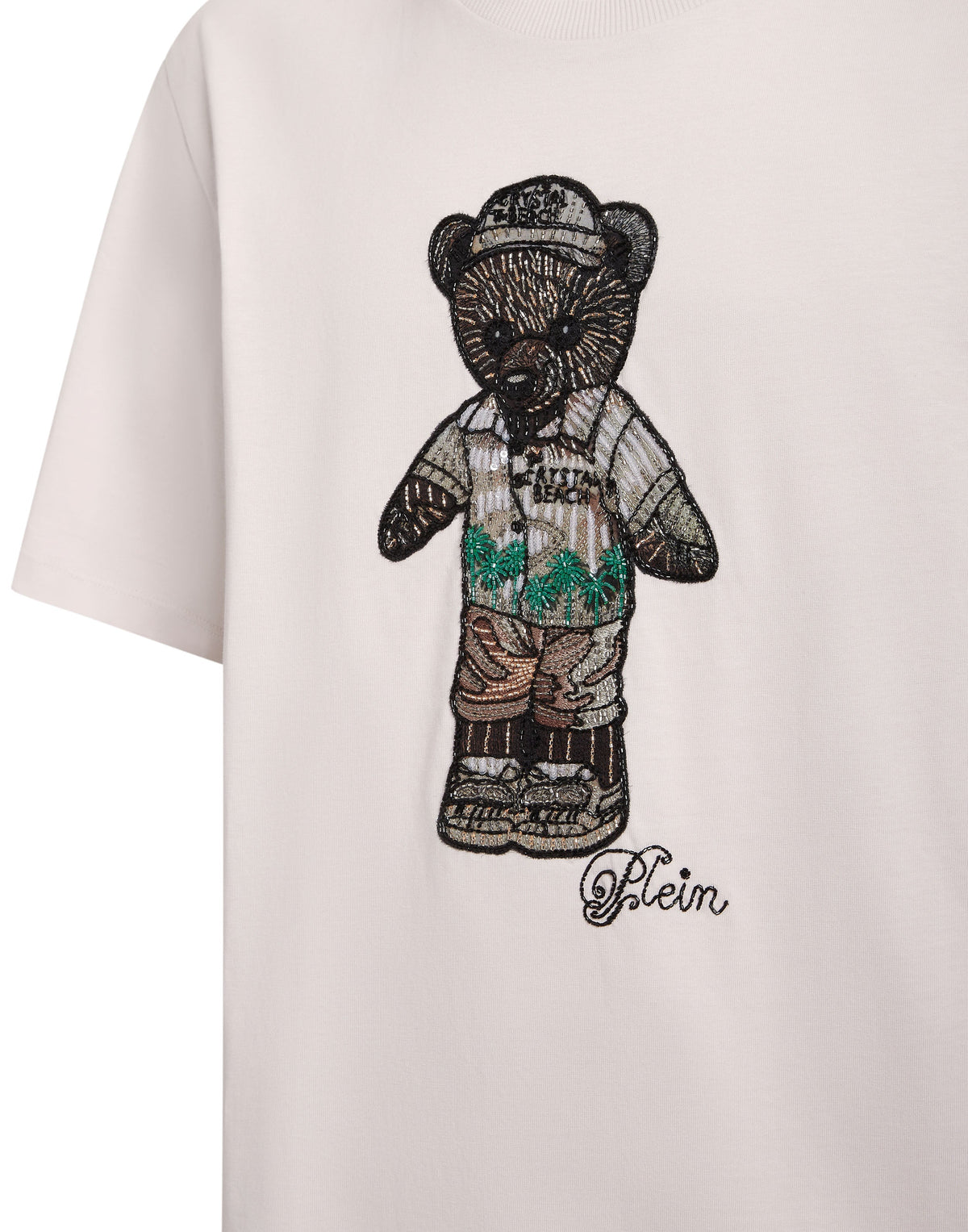 Philipp Plein｜Crystal Round Neck T-Shirt Teddy Bear Men's T-Shirt