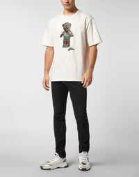 Philipp Plein｜Crystal Round Neck T-Shirt Teddy Bear Men's T-Shirt