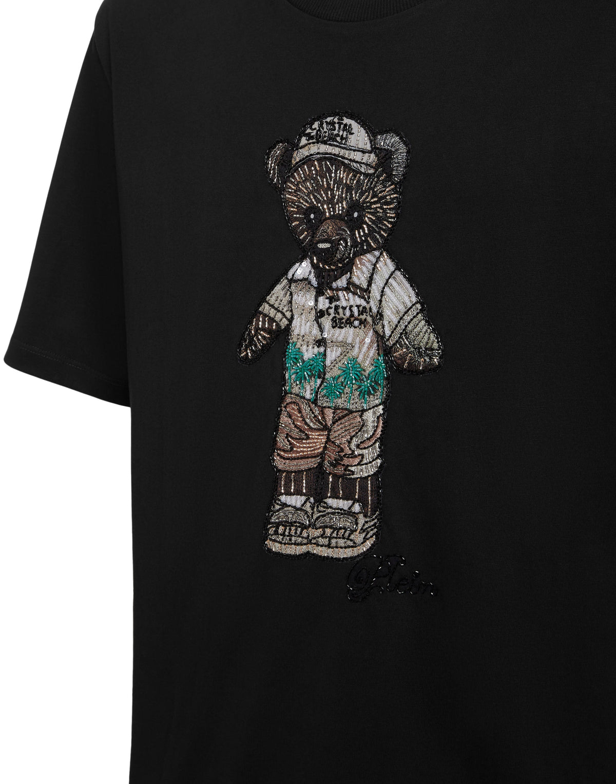 Philipp Plein｜Crystal Round Neck T-Shirt Teddy Bear Men's T-Shirt
