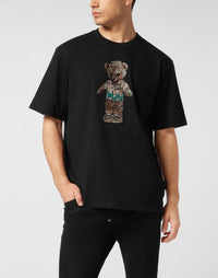 Philipp Plein｜Crystal Round Neck T-Shirt Teddy Bear Men's T-Shirt
