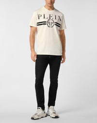 Philipp Plein｜Round Neck T-Shirt Full Of Stones Stripes Men's T-Shirt