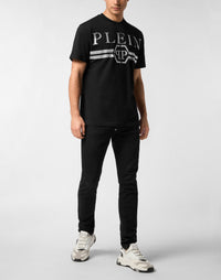 Philipp Plein｜Round Neck T-Shirt Full Of Stones Stripes Men's T-Shirt
