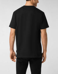 Philipp Plein｜Round Neck T-Shirt Leather Patch Stars Men's T-Shirt