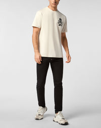 Philipp Plein｜Printed Round Neck T-Shirt Skull & Bones Men's T-Shirt