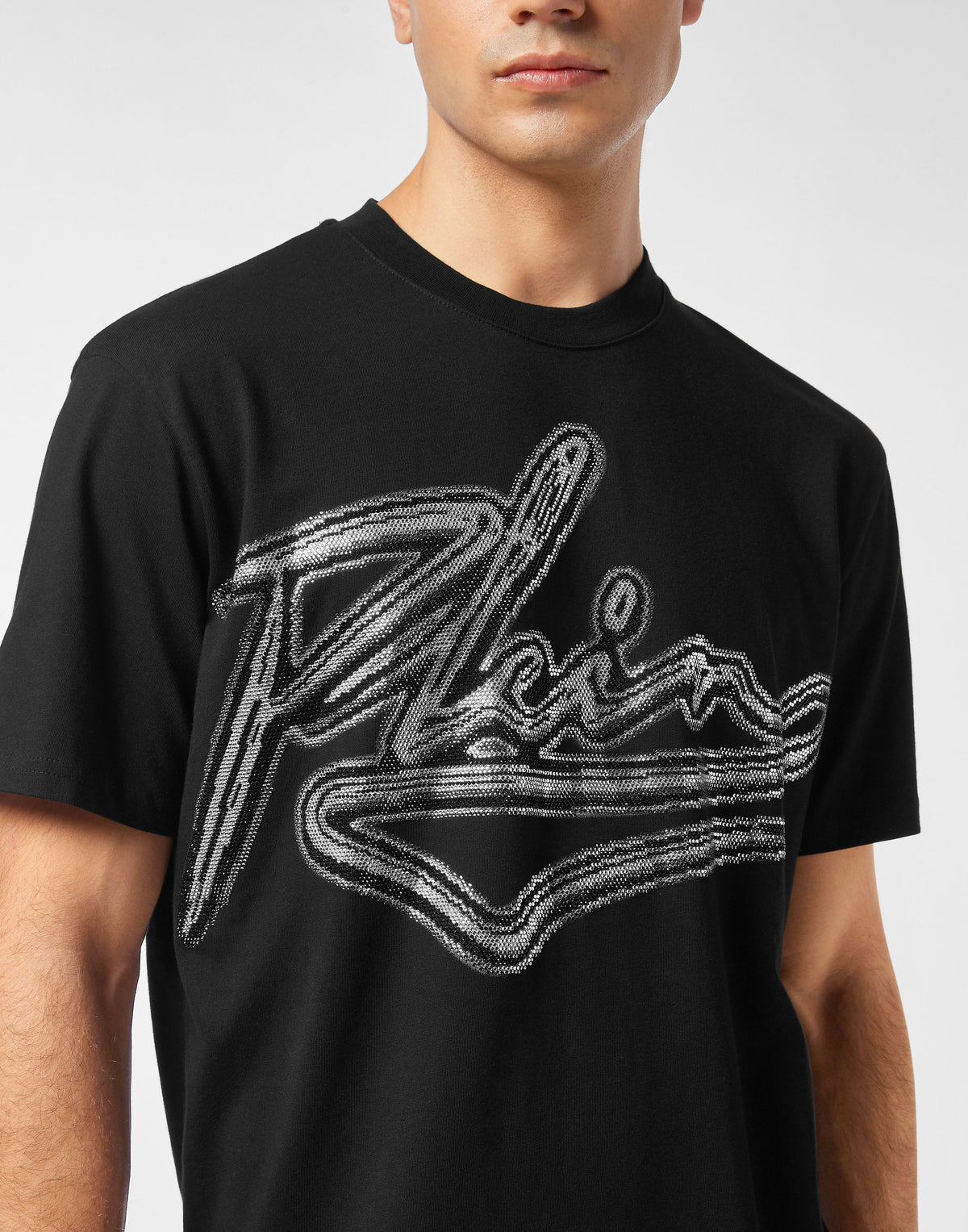 Philipp Plein｜Cotton Round Neck T-Shirt Chrome Plein Men's T-Shirt