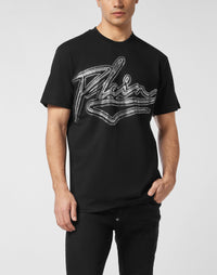 Philipp Plein｜Cotton Round Neck T-Shirt Chrome Plein Men's T-Shirt