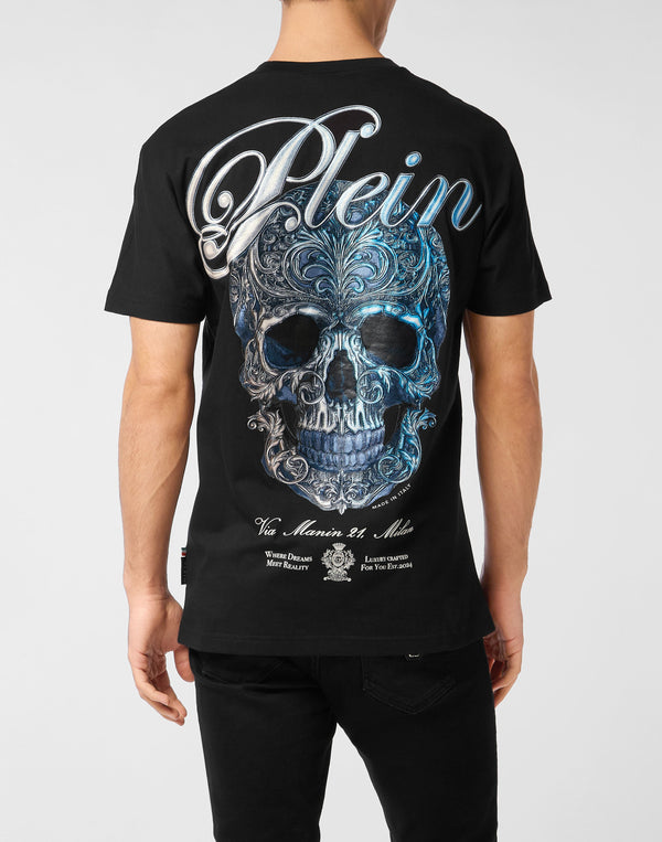 Philipp Plein｜Round Neck T-Shirt Gradient Skull Men's T-Shirt