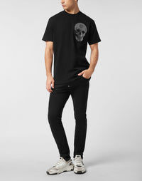 Philipp Plein｜Round Neck Heavy Cotton T-Shirt Crystal Skull Men's T-Shirt