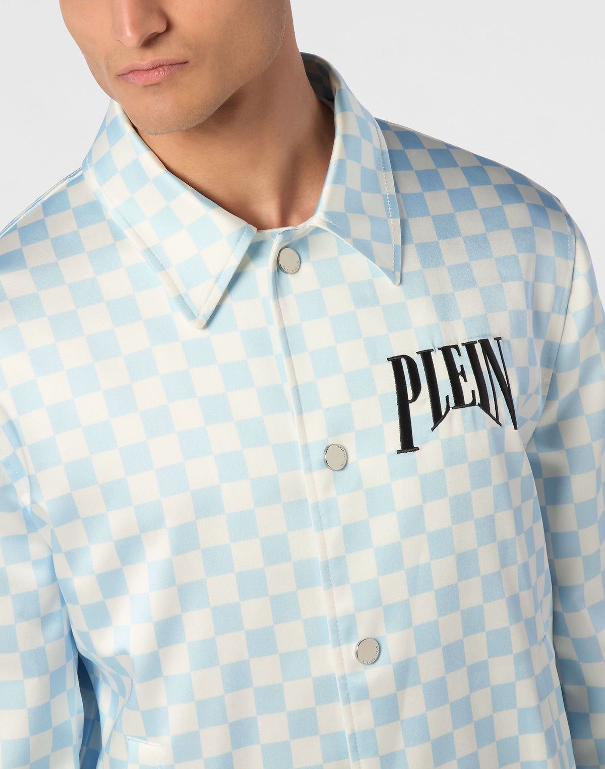 hilipp Plein Satin Coster Jacket 棋盤格外套側面版型展示