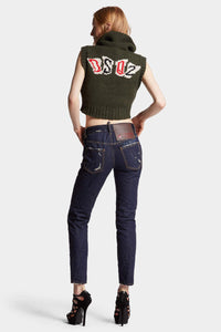 DSQUARED2｜DARK CRINKLE WASH MEDIUM WAIST JENNIFER JEANS Women's Jeans