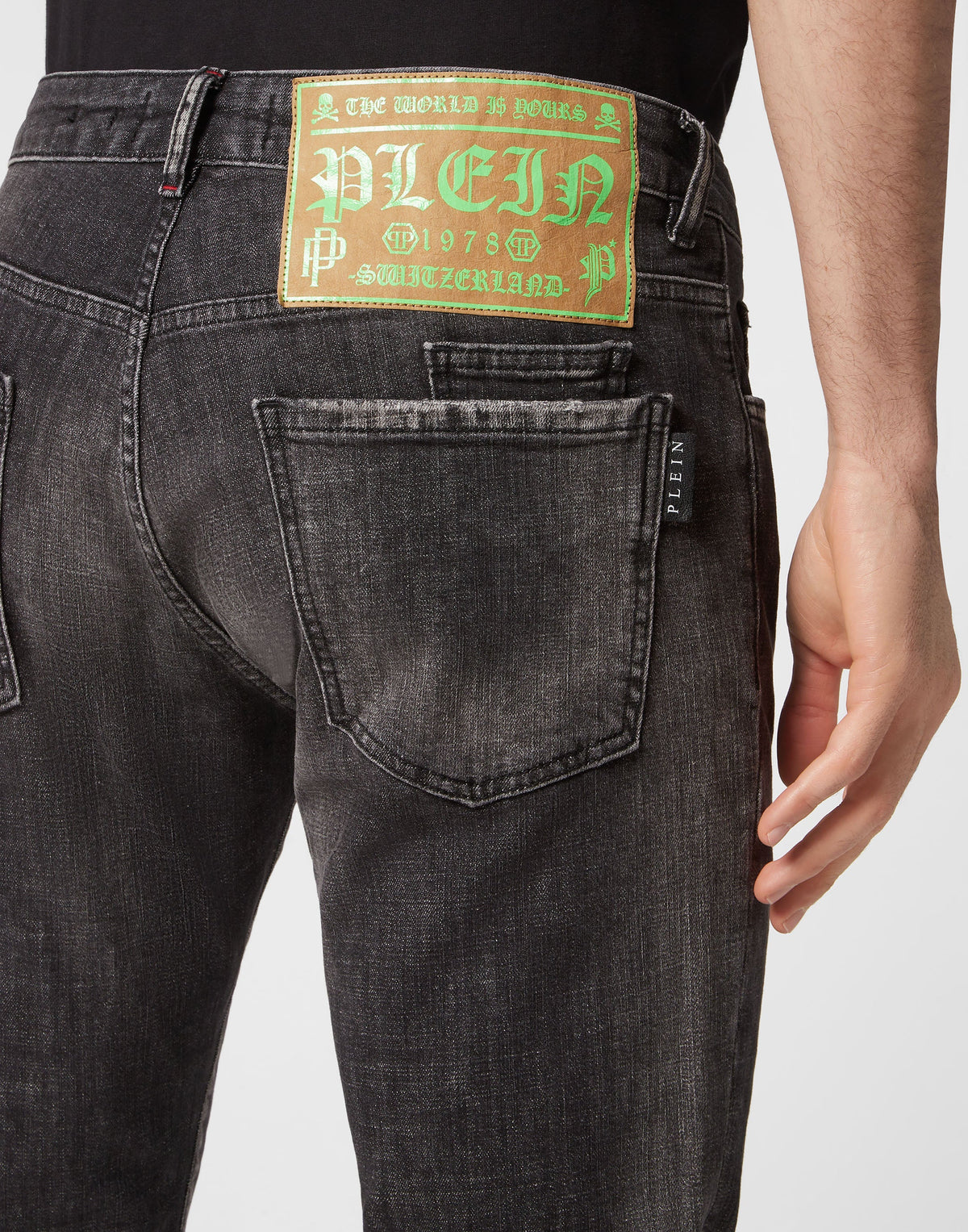Philipp Plein｜Denim Trousers Super Straight Cut Skull&Bones Men's Jeans