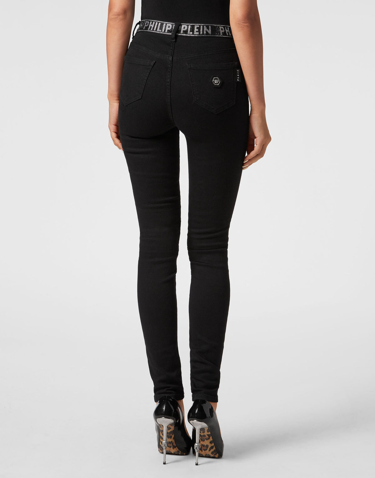 Philipp Plein｜High Waist Jeggings Crystal Women's Stretch Jeans