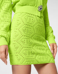 Philipp Plein｜Fluo Knit Mini Skirt Monogram Women's Knit Skirt