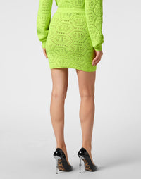 Philipp Plein｜Fluo Knit Mini Skirt Monogram Women's Knit Skirt