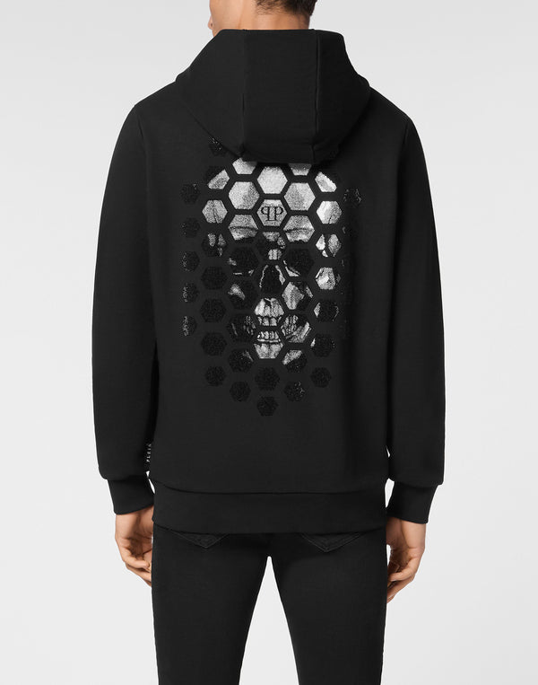 Philipp Plein｜Hoodie Sweatjacket LS Strass Skull Men's Hooded Jacket