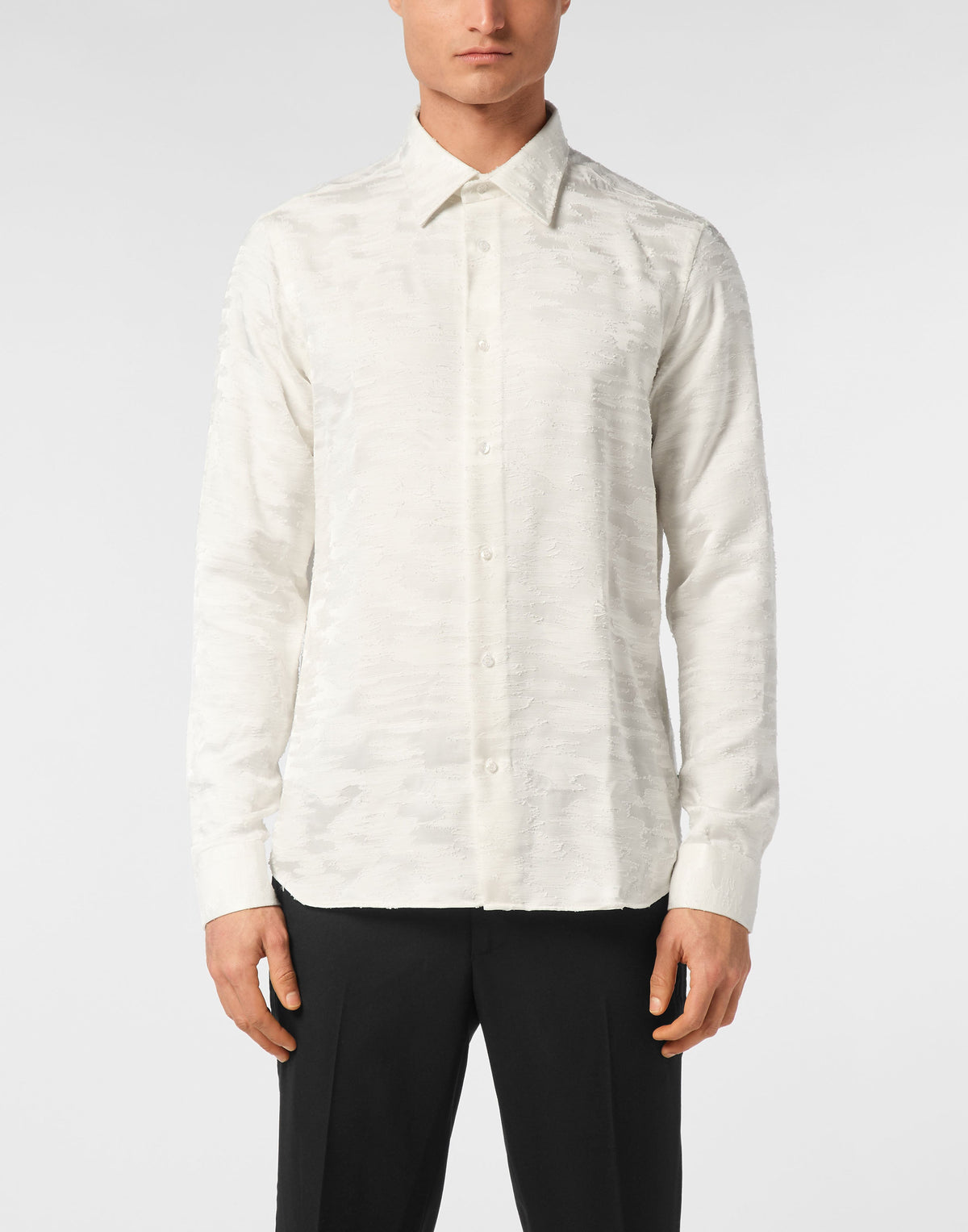 Philipp Plein｜Shirt Sugar Daddy Cut LS Skull&Bones Men's Shirt