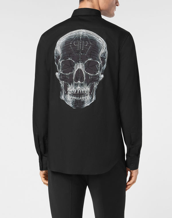Philipp Plein｜Shirt Sugar Daddy Cut LS Strass Skull Men's Shirt