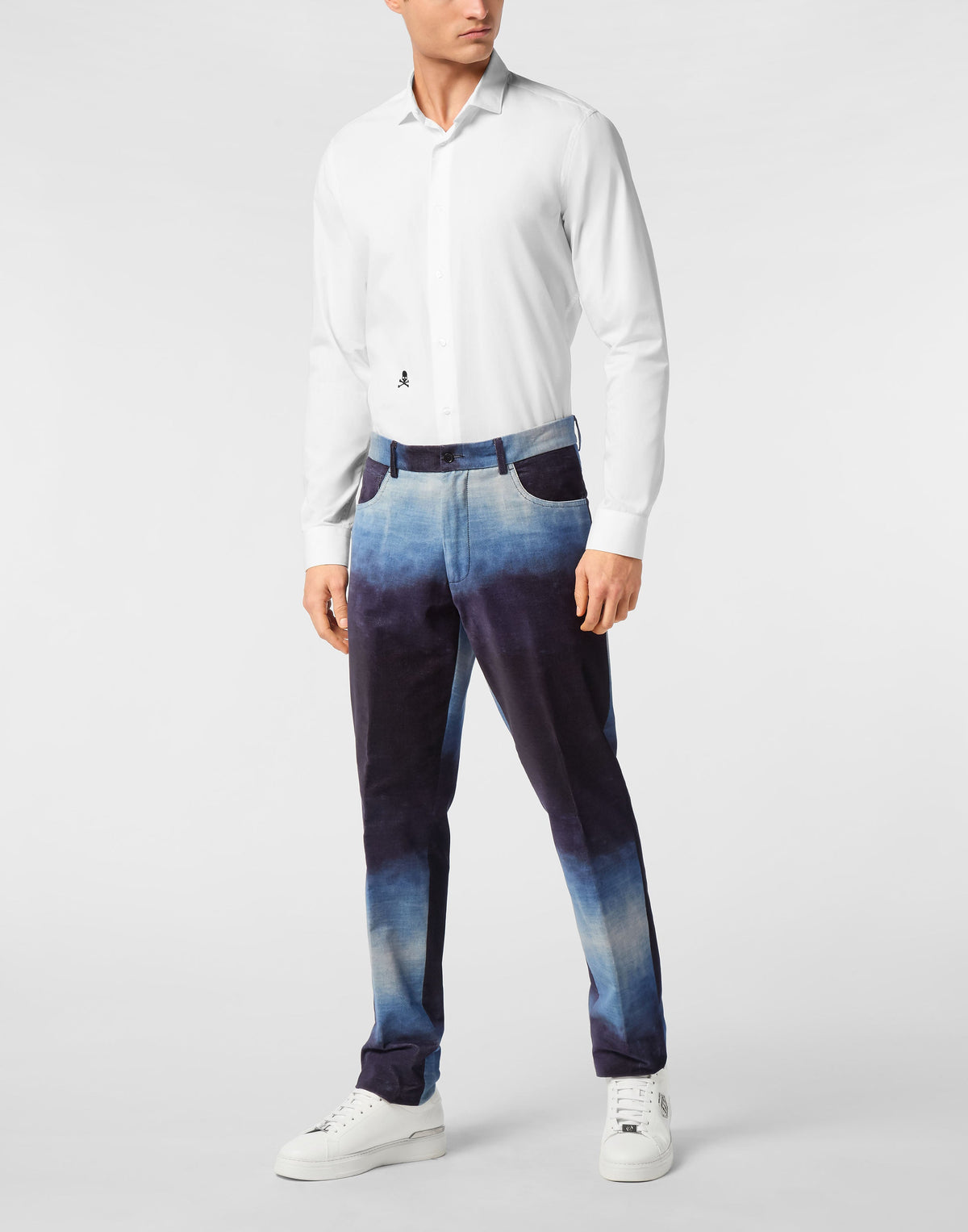 Philipp Plein｜Bleached Velvet Urban Fit Chinos Men's Trousers