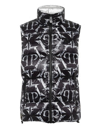 PHILIPP PLEIN Nylon Puffer Vest Chrome black