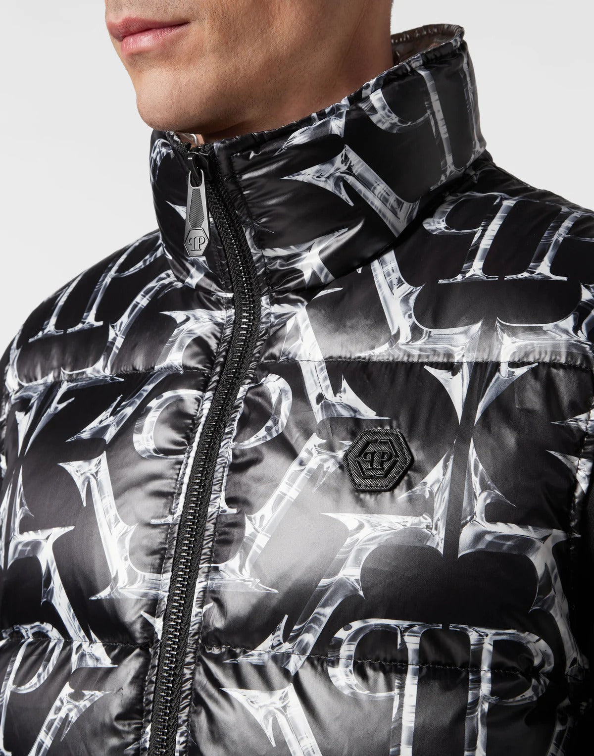 Philipp Plein｜Nylon Puffer Vest Chrome black Men's Down Jacket