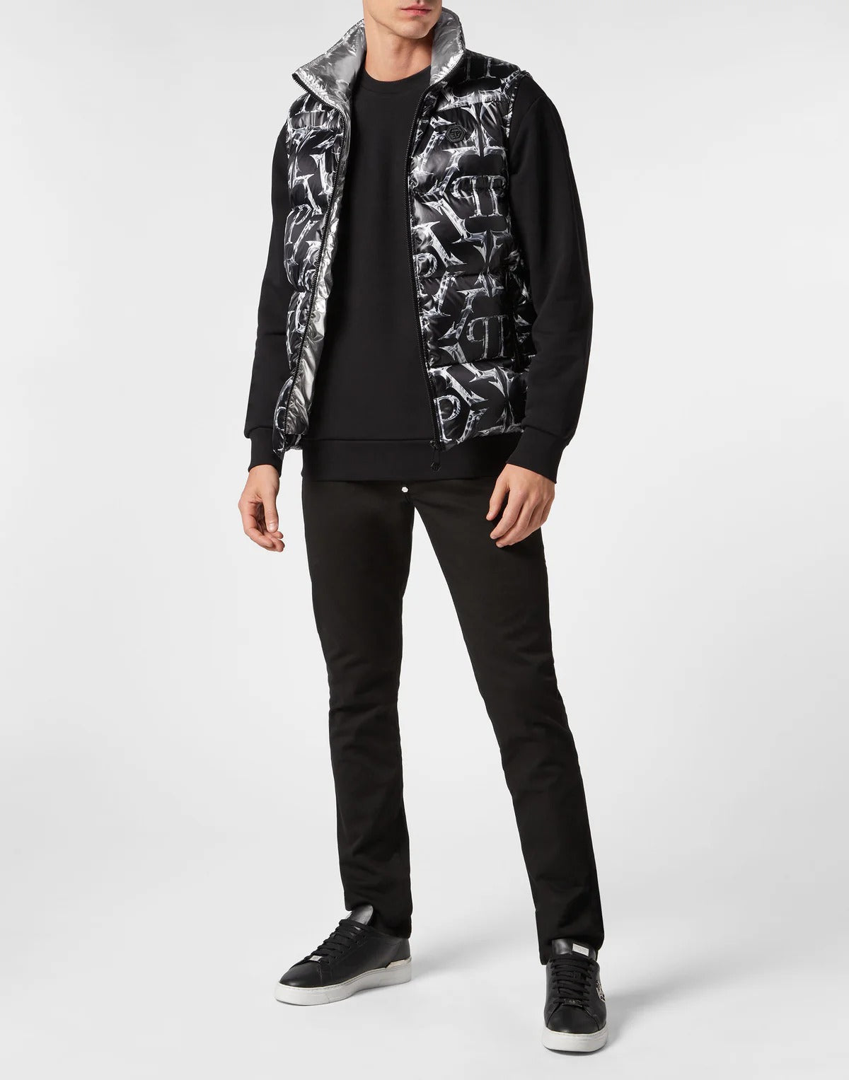 Philipp Plein｜Nylon Puffer Vest Chrome black Men's Down Jacket